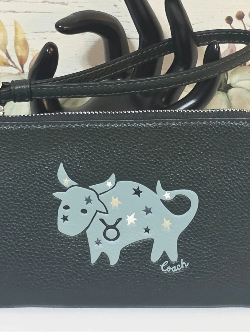 Coach Zodiac Corner Zip Wristlet Card ID Bag Taurus Bull CF536 Zip Amazon Green